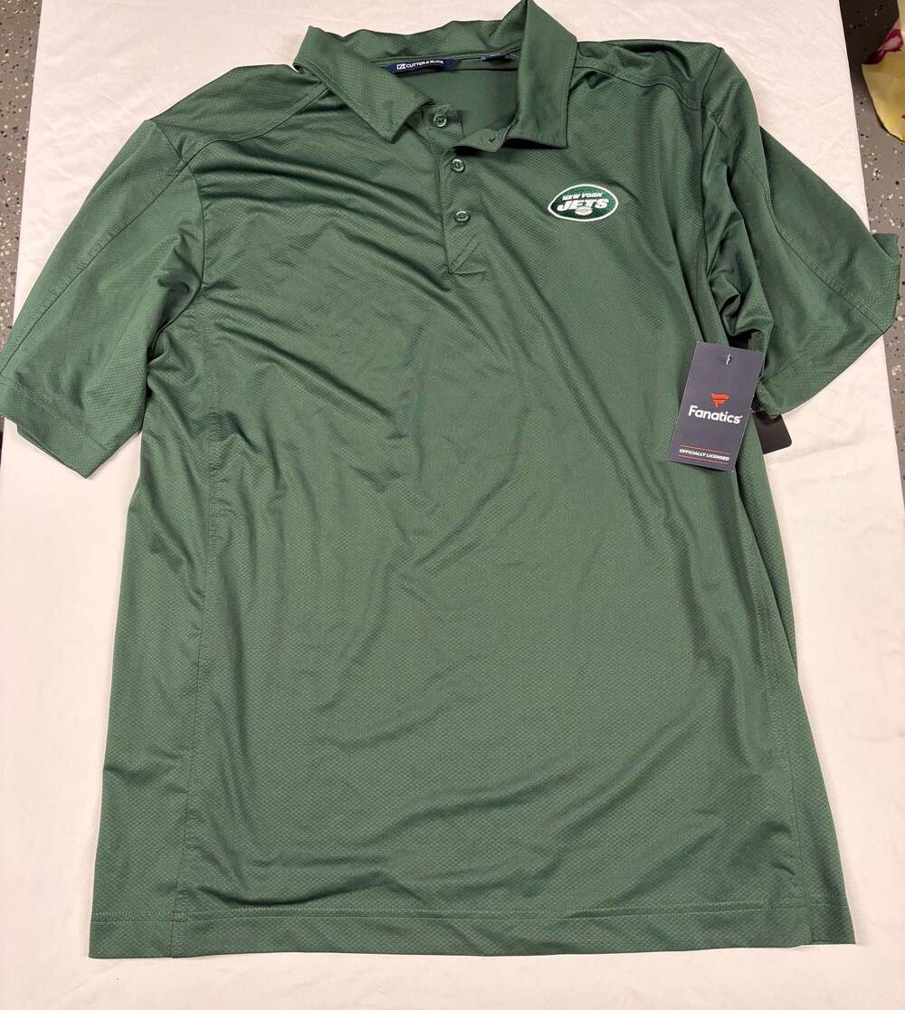 LARGE TALL Cutter & Buck New York Jets Green DryTec Polo Shirt Mens NWT